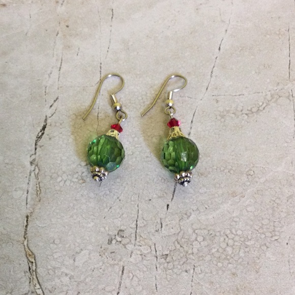 FINAL Artisan Christmas 1” drop ornament silver earrings - Picture 2 of 3